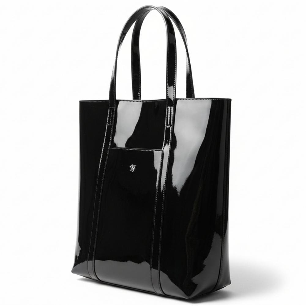 Pratesi Firenze Patent Leather Large Handbag, Tote - Black